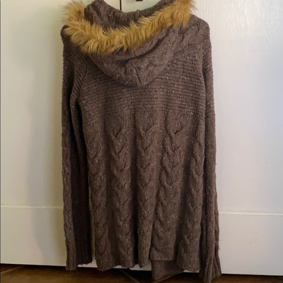 Old navy long wool sweater brown with hood - Picture 3 of 10